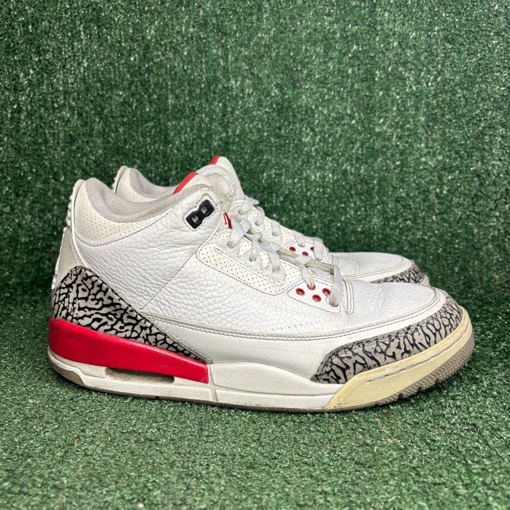 Jordan 3 Retro Katrina Hall of Fame Elephant Print Sneakers White Mens Size 10